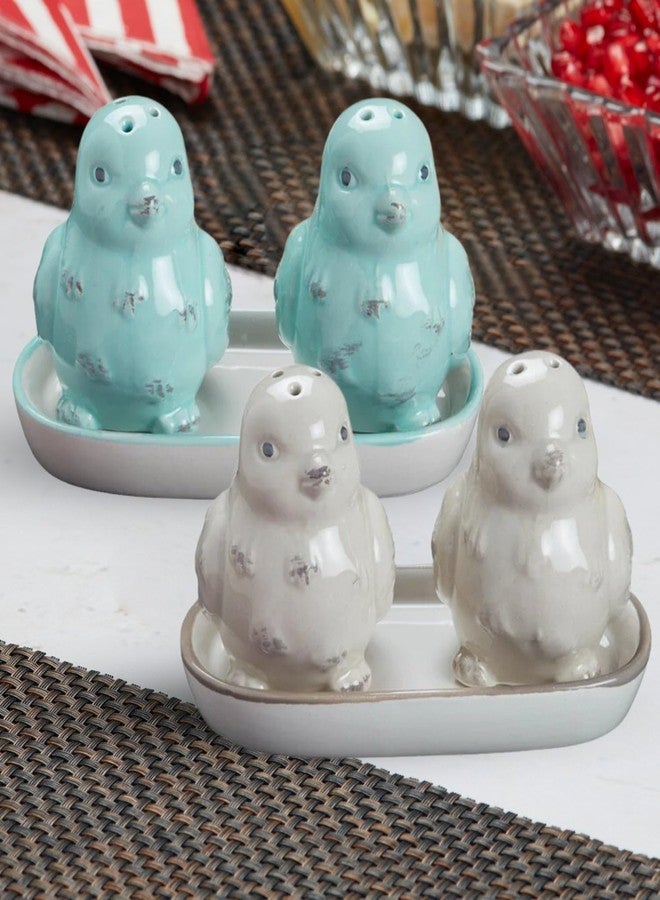 Kookee Ceramic Salt and Pepper Shakers Set with Tray - Elegant Namak Dani, Spice Sprinkler & Dispenser for Dining Table, Kitchen & Restaurant Use (Pack of 2) (10492) - Image 1